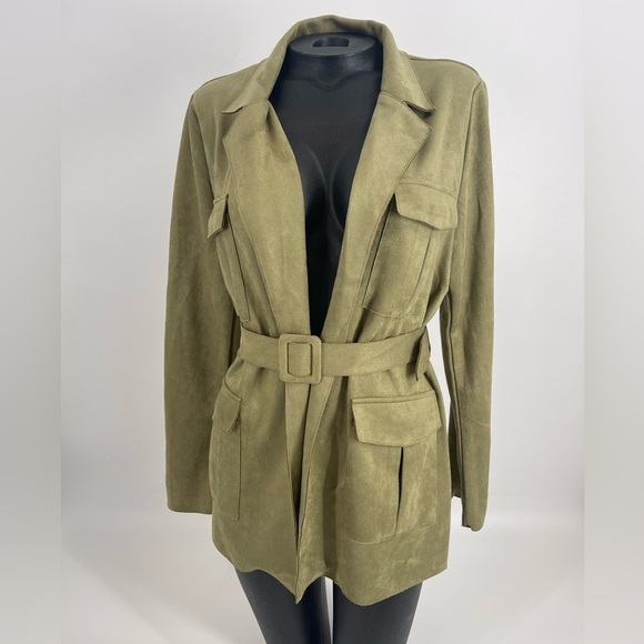 Olive Solitaire Belted Jacket (B41#2) - Picture 1 of 11